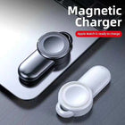 Wireless watch charger dock with magnetic ring, black base and white charging plate