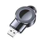 Black wireless watch charger dock with USB-A plug and magnetic circular charging plate
