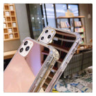 Transparent mirror iPhone case with touch-up feature, angled side and camera openings