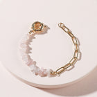 Clear crystal bead bracelet on a gold chain with a spring clasp