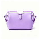 Waterproof silicone pouch in lavender purple with flip-top clasp and side buckle straps