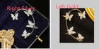 Split view of silver and gold butterfly earrings with hoop frames