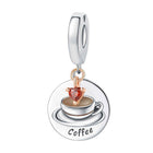 Round coffee cup charm with copper accent and “Coffee” engraving