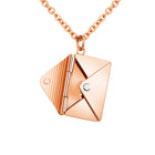 Rose gold envelope letter pendant necklace with hinged open design