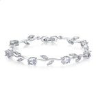 Silver-tone crystal cuff bracelet with clear stones in prong settings