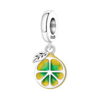 Four-leaf clover charm bead pendant with colorful enamel center and silver border