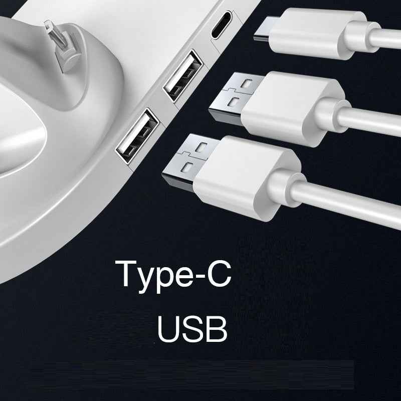 6-in-1 wireless charging station base with USB Type-C ports and connector cables