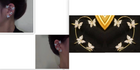 Butterfly earrings on the ear with hoop frame and gold butterfly details