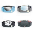 Four stroller nappy organizer styles: blue, grey, black-and-white, and dark green