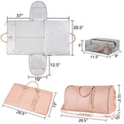 Foldable waterproof duffle bag with dimensions diagram and compact storage bag