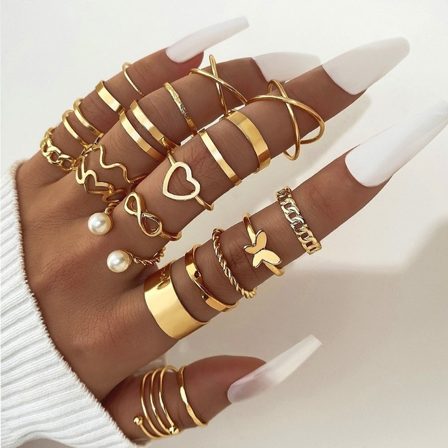 Adjustable Heart Ring Set: 22-Piece Stackable Rings for Endless Style