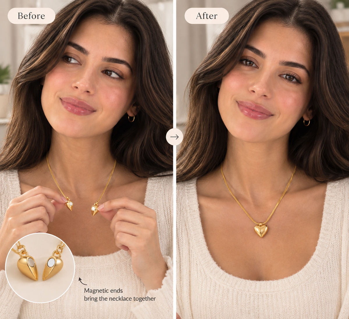 Magnetic Couples Heart Necklace – His & Hers Set