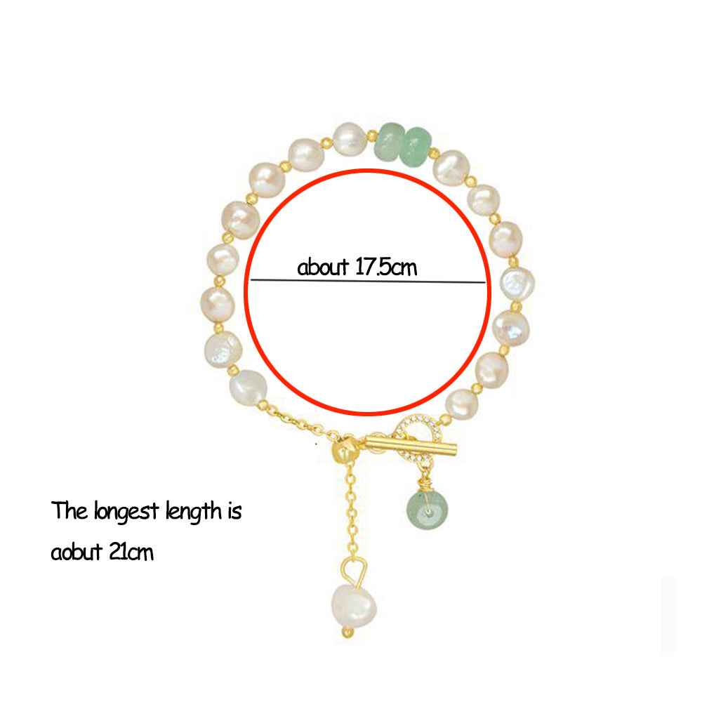 Pearl bracelet size: about 17.5cm, longest length about 21cm (measurement diagram)