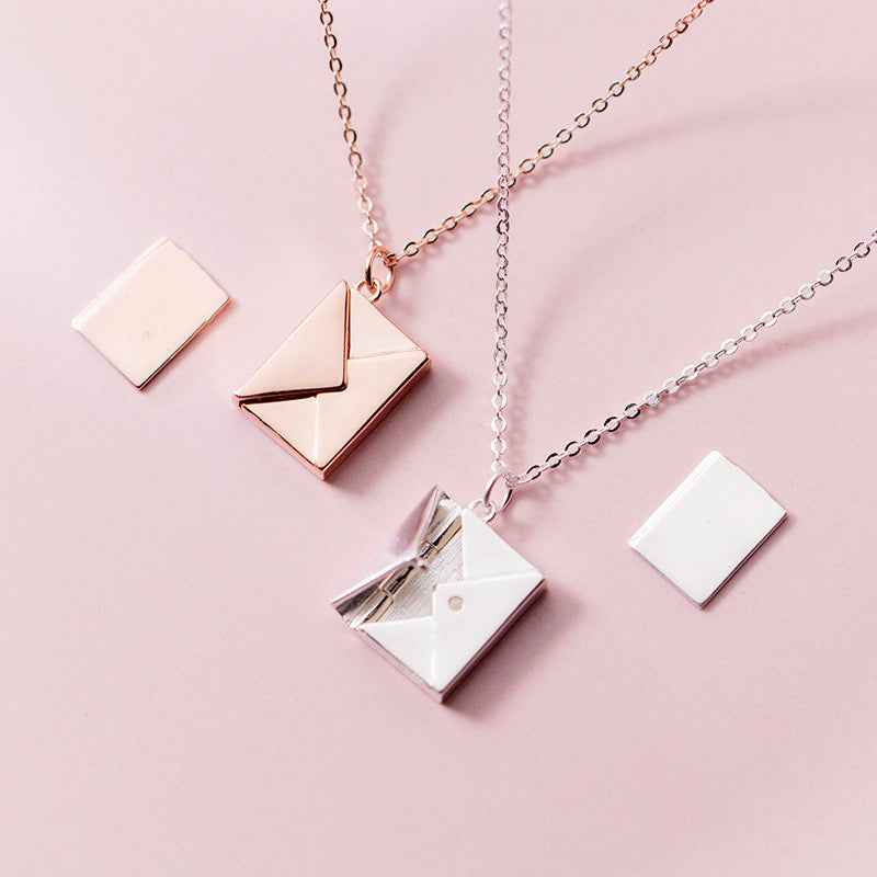 Rose-gold and silver chain necklaces with geometric square and diamond pendants