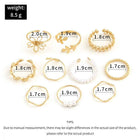 Gold-tone rings size chart with weight 8.5 g and diameter measurements