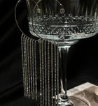 Long silver rhinestone tassel earrings with many dangling sparkle strands