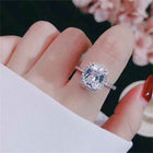 Silver bridal ring with cushion-cut clear stone