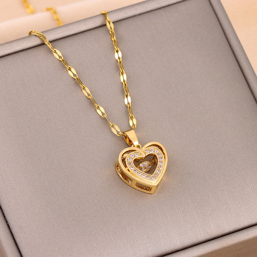 Stunning Heart Pendant Necklace – Gold-Plated Elegance for Every Occasion
