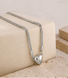 Magnetic heart necklace with silver cord and heart-shaped pendant
